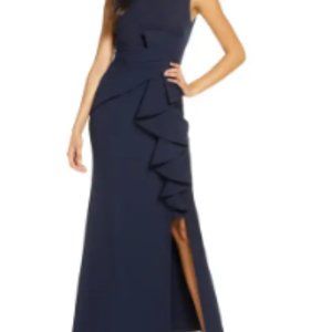 Size 12 Blue Eliza J Ruffle Front Gown